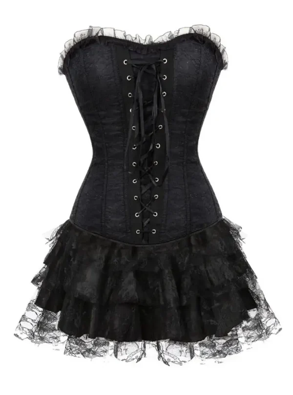 Ensemble corset et jupe noir Gothique Lolita (3) Ensemble corset et jupe noir Gothique Lolita (3)