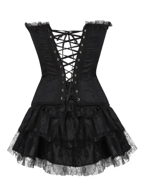 Ensemble corset et jupe noir Gothique Lolita (4) Ensemble corset et jupe noir Gothique Lolita (4)