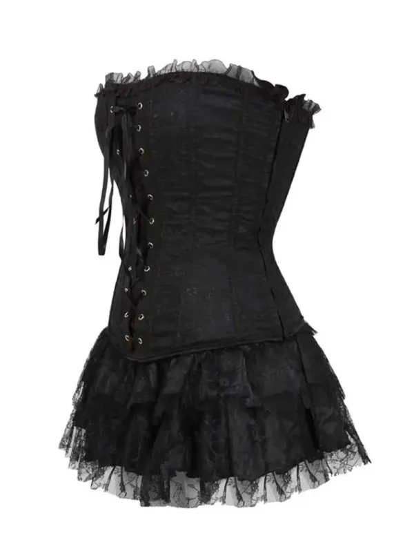 Ensemble corset et jupe noir Gothique Lolita (5) Ensemble corset et jupe noir Gothique Lolita (5)