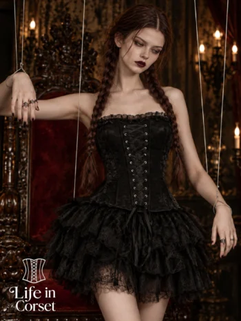 Ensemble corset et jupe noir Gothique Lolita