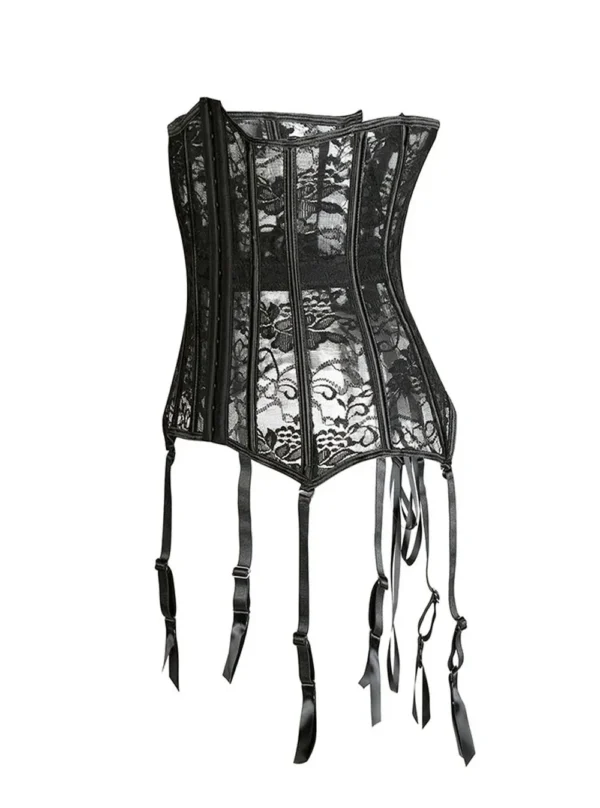 Gaine corsetée en dentelle noire avec jarretelles Dita Gaine corsetée en dentelle noire avec jarretelles Dita