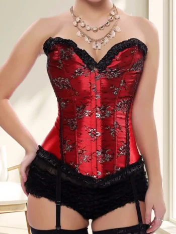 Guêpière corset rouge et noir en satin Vénusia (1) Guêpière corset rouge et noir en satin Vénusia (1)