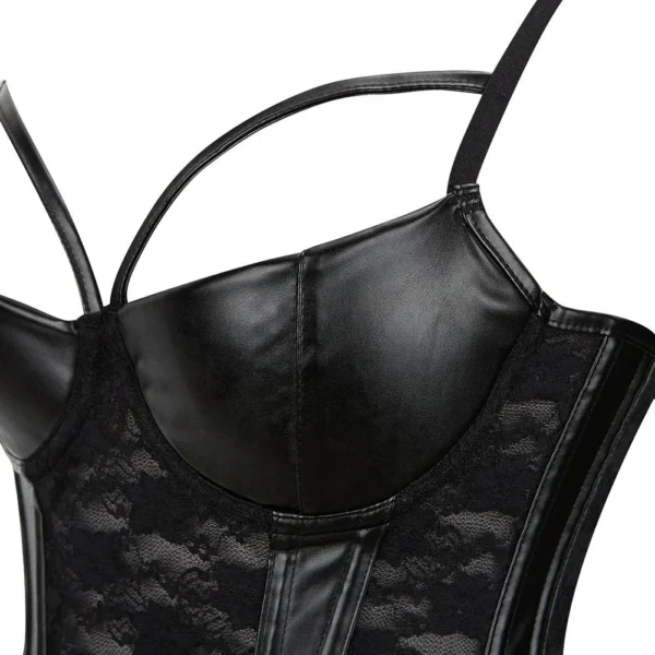 Guêpière cuir et dentelle bustier Blodwen (2) Guêpière cuir et dentelle bustier Blodwen (2)