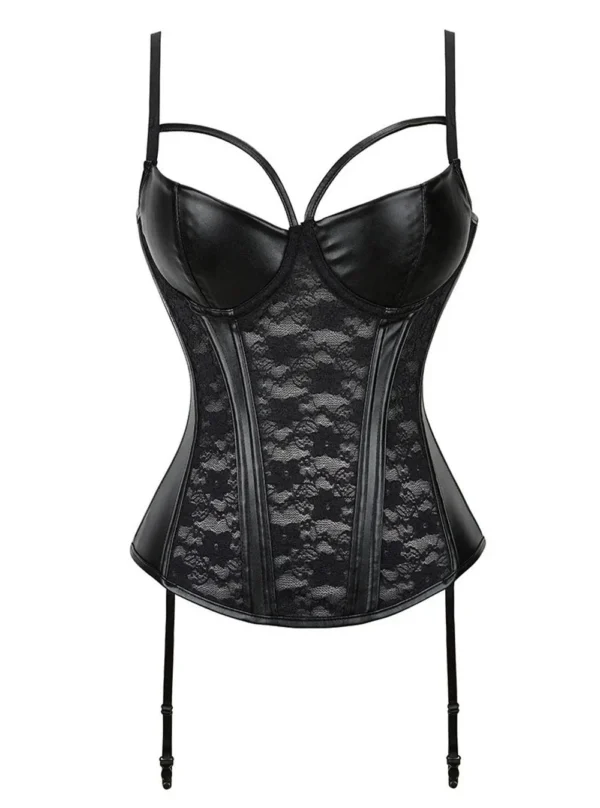 Guêpière cuir et dentelle bustier Blodwen (3) Guêpière cuir et dentelle bustier Blodwen (3)