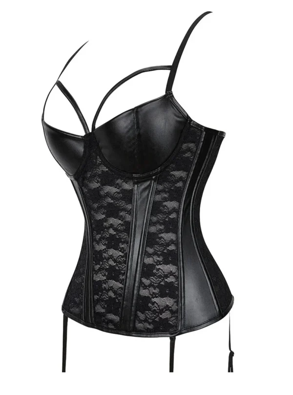 Guêpière cuir et dentelle bustier Blodwen (5) Guêpière cuir et dentelle bustier Blodwen (5)