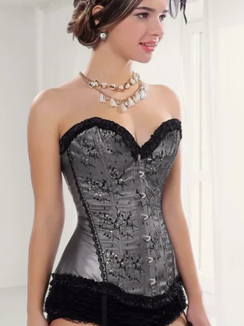 Guêpière grise corset porte jarretelles Mona (6)