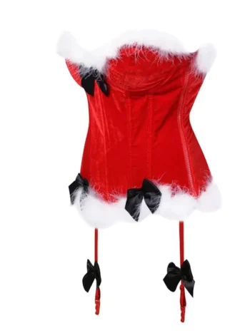Guêpière Noël rouge corset en velours Christmas