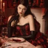 Robe corset rouge et noir avec dentelle Gothica