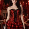 Robe corset rouge et noir avec dentelle Gothica