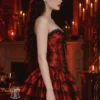 Robe corset rouge et noir avec dentelle Gothica