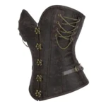 Corset steampunk marron avec rivets, cuir et chaînes Skylar (3) Corset steampunk marron avec rivets, cuir et chaînes Skylar (3)
