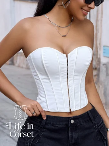 Bustier blanc court dos nu Alexa (face) Bustier blanc court dos nu Alexa (face)