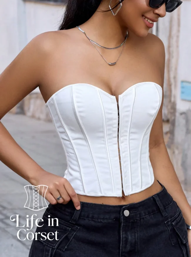 Bustier blanc court dos nu Alexa (face) Bustier blanc court dos nu Alexa (face)