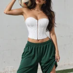 Bustier blanc court dos nu Alexa (vue de face) Bustier blanc court dos nu Alexa