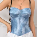 Bustier bleu glacé à bonnets moulés Crystal (3) Bustier bleu glacé à bonnets moulés Crystal