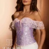 Corset bleu pastel à broderies Océana Corset bleu pastel à broderies Océana