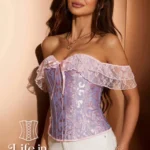 Corset bleu pastel à broderies Océana Corset bleu pastel à broderies Océana