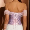 Corset bleu pastel à broderies Océana (arrière) Corset bleu pastel à broderies Océana (arrière)