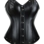 Corset cuir gothique noir avec rivets Storm (face) Corset cuir gothique noir avec rivets Storm (face)