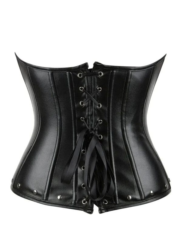 Corset cuir gothique noir avec rivets Storm (dos) Corset cuir gothique noir avec rivets Storm (dos)