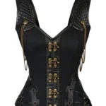 Corset steampunk à bretelles et décor mécanique London