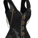 Corset steampunk à bretelles et décor mécanique London (2)