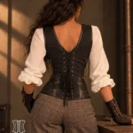 Corset steampunk à bretelles et décor mécanique London