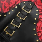 Corset steampunk rouge et cuir noir Nox (6) Corset steampunk rouge et cuir noir Nox (6)