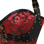 Corset steampunk rouge et cuir noir Nox (7) Corset steampunk rouge et cuir noir Nox (7)