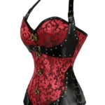 Corset steampunk rouge et cuir noir Nox (8) Corset steampunk rouge et cuir noir Nox (8)