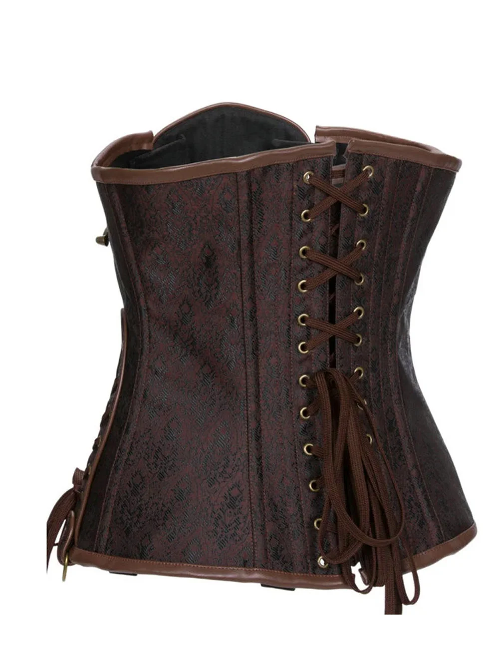 Corset steampunk sous poitrine marron avec chaînettes Cecily (3) Corset steampunk sous poitrine marron avec chaînettes Cecily (3)