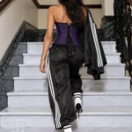 Corset violet zippé en brocart Ametta