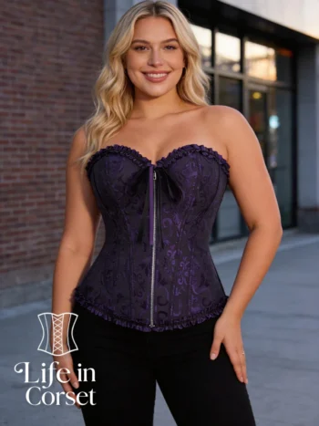 Corset violet zippé en brocart Ametta Corset violet zippé en brocart Ametta