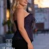 Corset violet zippé en brocart Ametta (profil) Corset violet zippé en brocart Ametta (profil)