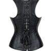 corset noir en simili cuir à bretelles avec laçage arrière et coupe cintrée Valkyrie