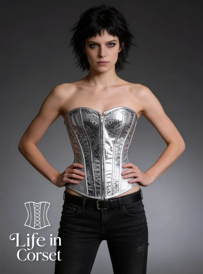 Corset argenté léopard métallisé Callista Corset argenté léopard métallisé Callista
