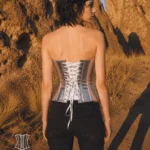 Corset argenté léopard métallisé Callista (vue de dos) Corset argenté léopard métallisé Callista