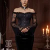 Corset noir gothique et manches en dentelle Nyssa Corset noir gothique et manches en dentelle Nyssa