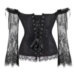 Corset noir gothique manches en dentelle Nyssa (3) Corset noir gothique et manches en dentelle Nyssa