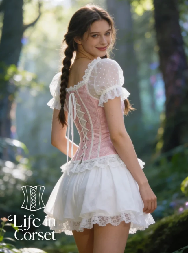 Bustier rose et blanc princesse Light Fairy (dos) Bustier rose et blanc princesse Light Fairy (dos)