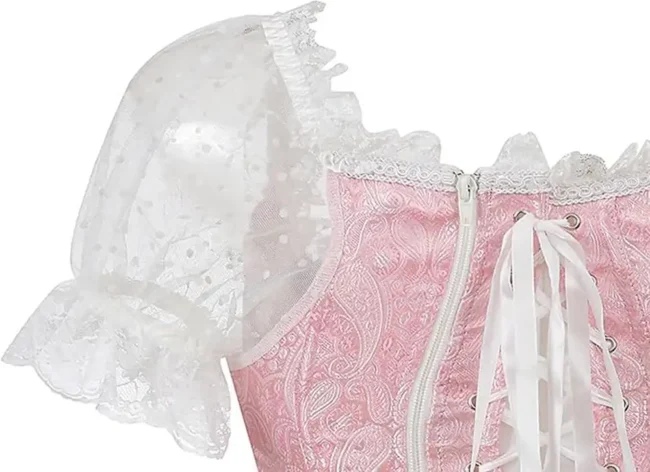 Bustier rose et blanc princesse Light Fairy (lacage satin et fermeture zip) Bustier rose et blanc princesse Light Fairy (lacage satin et fermeture zip)