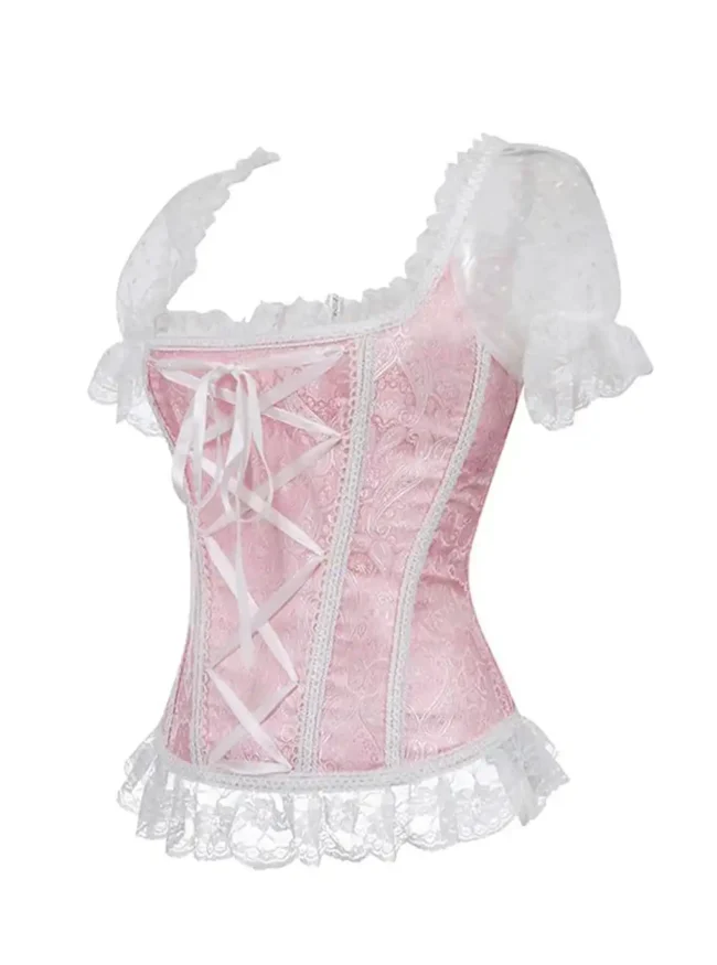 Bustier rose et blanc princesse Light Fairy (vue de profil) Bustier rose et blanc princesse Light Fairy (vue de profil)
