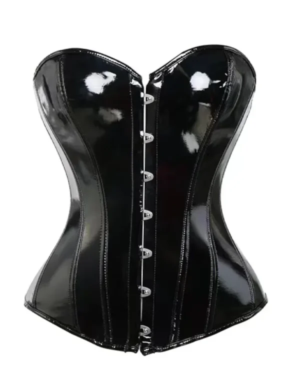 Corset en vinyle noir Nyxia (1) Corset en vinyle noir Nyxia