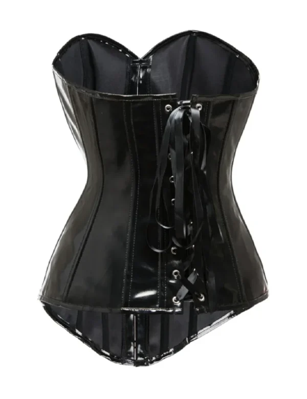 Corset en vinyle noir Nyxia (2) Corset en vinyle noir Nyxia