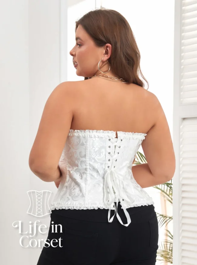 Corset grande taille blanc classique Victoire (dos) Corset grande taille blanc classique Victoire
