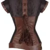 Corset guerrière médiévale cuir et laiton Althea (dos)