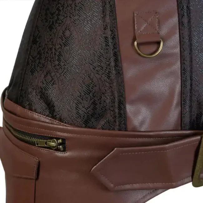 Corset guerrière médiévale cuir et laiton Althea (lanières en cuir)