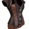 Corset guerrière médiévale cuir et laiton Althea (profil)