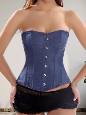 Corset jean bleu bustier Jane
