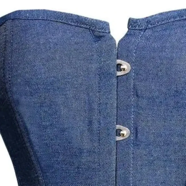 Corset jean bleu bustier Jane (buscs en métal) Corset jean bleu bustier Jane (buscs en métal)